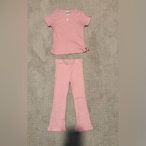Kids Pink Short Sleeve Top and Flare Bottoms Set Size 6